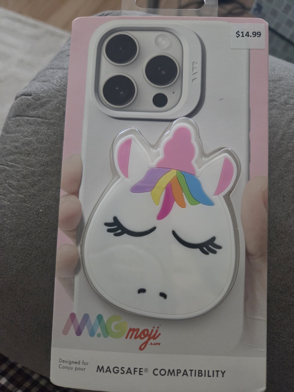 Unicorn MagSafe-Compatible Phone Magnet — White with Rainbow Mane